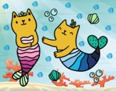 Dibujo Gatos sirena pintado por gatitaYT