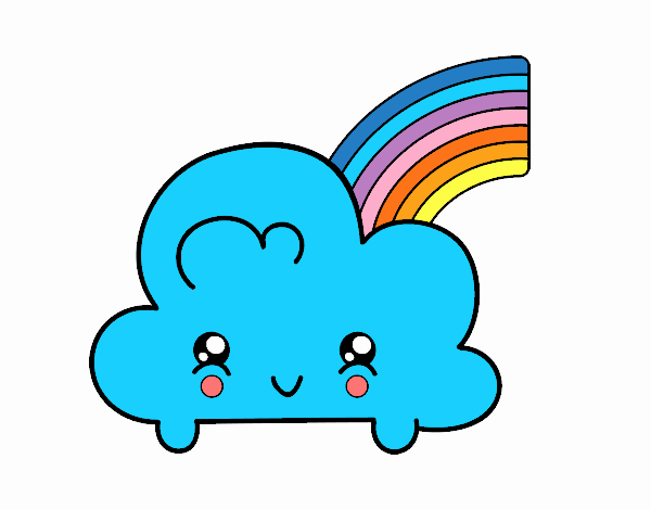 Nube con arco iris kawaii