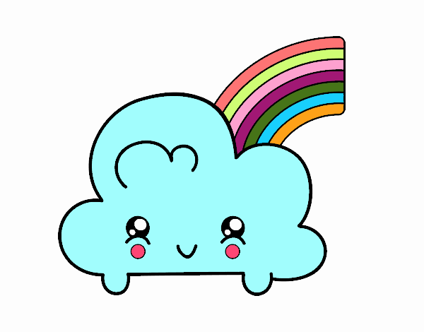 Nube con arco iris kawaii