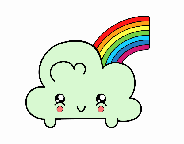 Nube con arco iris kawaii