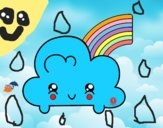 Nube con arco iris kawaii