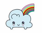 Nube con arco iris kawaii