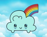 Nube con arco iris kawaii