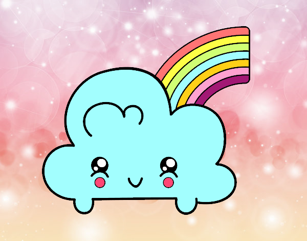 Nube con arco iris kawaii