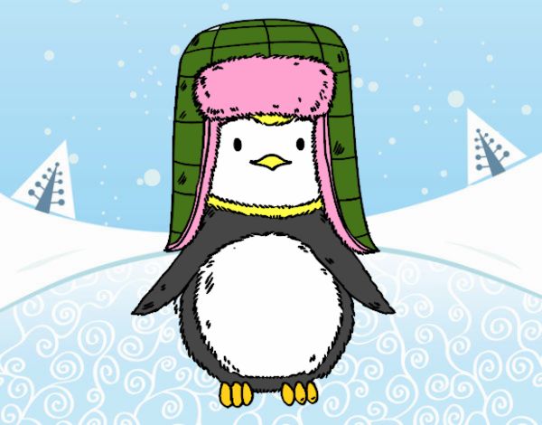 Pingüino con gorro