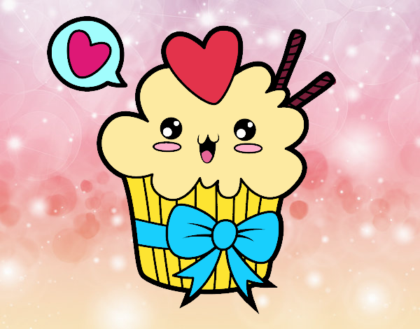 Cupcake kawaii con lazo