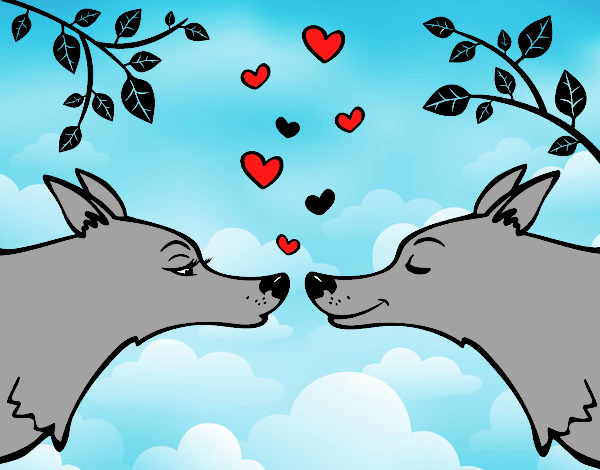 Dibujo de Lobos enamorados pintado por en  el día 18-04-18 a las  01:34:49. Imprime, pinta o colorea tus propios dibujos!