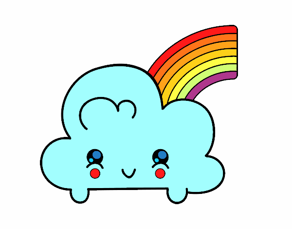 Nube con arco iris kawaii