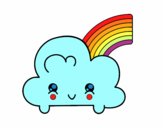 Nube con arco iris kawaii