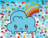 Nube con arco iris kawaii