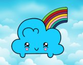 Nube con arco iris kawaii