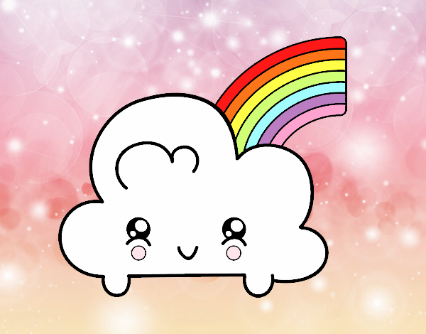 Nube con arco iris kawaii