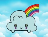 Nube con arco iris kawaii