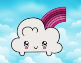 Nube con arco iris kawaii