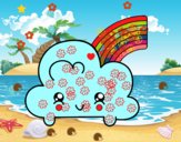 Nube con arco iris kawaii