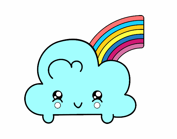 Nube con arco iris kawaii