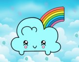 Nube con arco iris kawaii