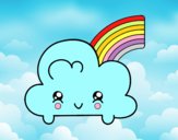 Nube con arco iris kawaii