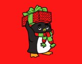 Pingüino con regalo de Navidad