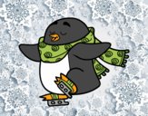 Pingüino patinando sobre hielo