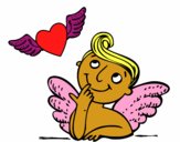 Cupido y corazón con alas