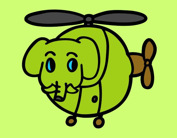 Helióptero con elefante