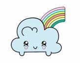 Nube con arco iris kawaii