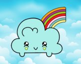 Nube con arco iris kawaii