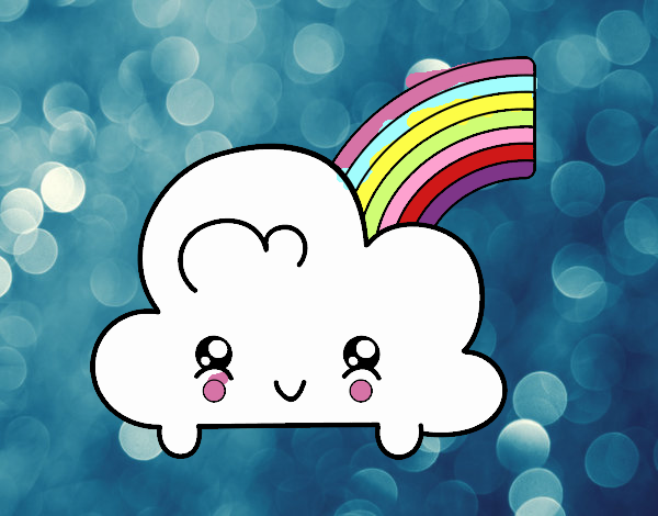 Nube con arco iris kawaii