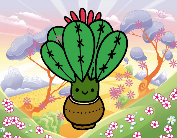 Un cactus con flor