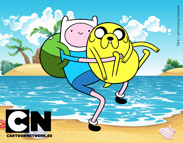 Finn y Jake abrazados