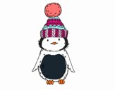 Pingüino con gorro de invierno