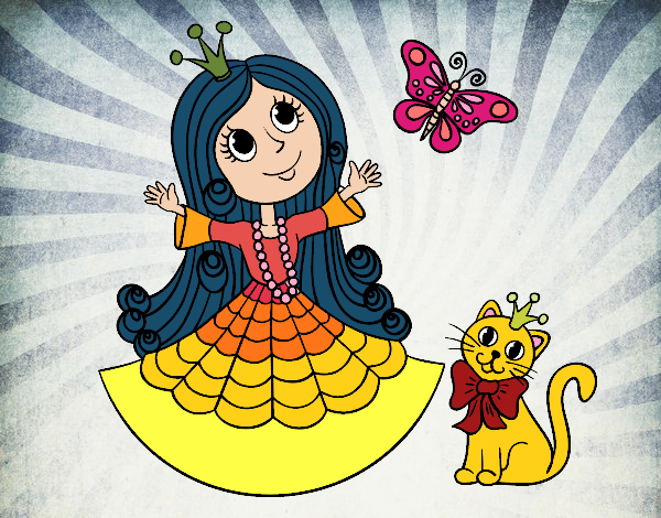 Princesa con gato y mariposa