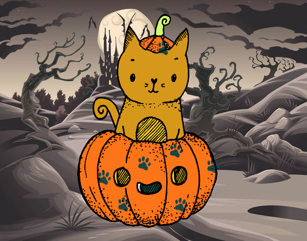 Un gatito de Halloween