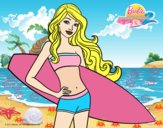 Barbie con tabla de surf