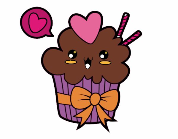 Cupcake kawaii con lazo