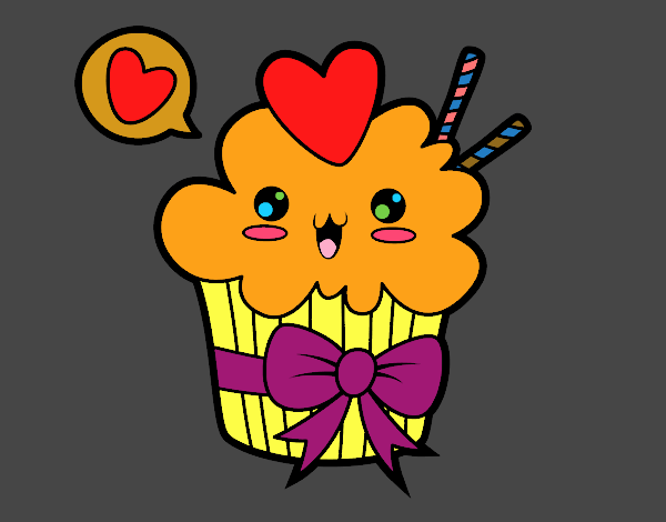 Cupcake kawaii con lazo