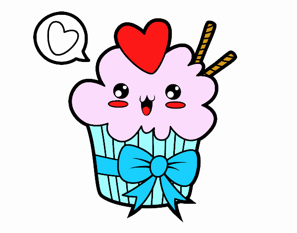 Cupcake kawaii con lazo