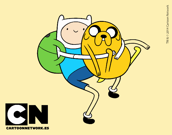 Finn y Jake abrazados