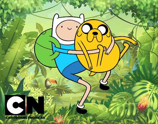 Finn y Jake abrazados