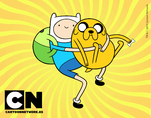 Finn y Jake abrazados