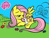 Fluttershy con un conejito