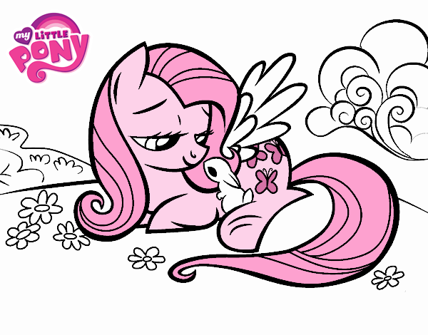 Fluttershy con un conejito