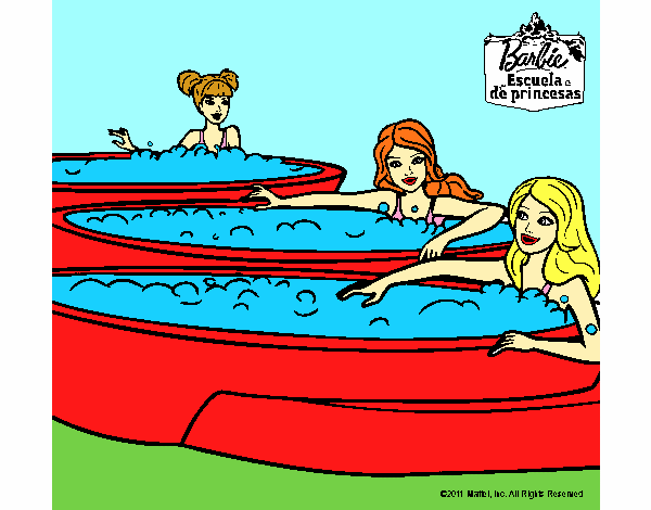 Barbie y sus amigas en el jacuzzi