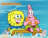 Bob Esponja y Patricio en bañador