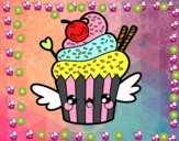 Cupcake kawaii con cereza