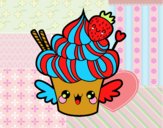 Cupcake kawaii con fresa