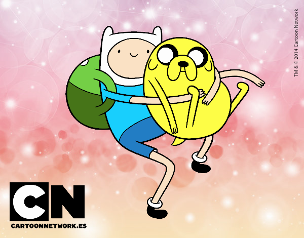 Finn y Jake abrazados