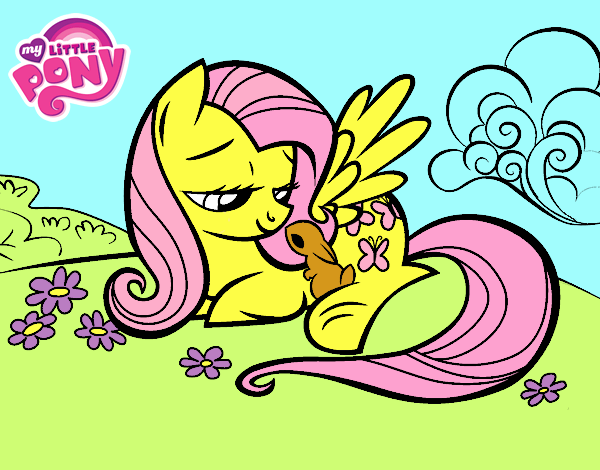 Fluttershy con un conejito