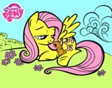 Fluttershy con un conejito